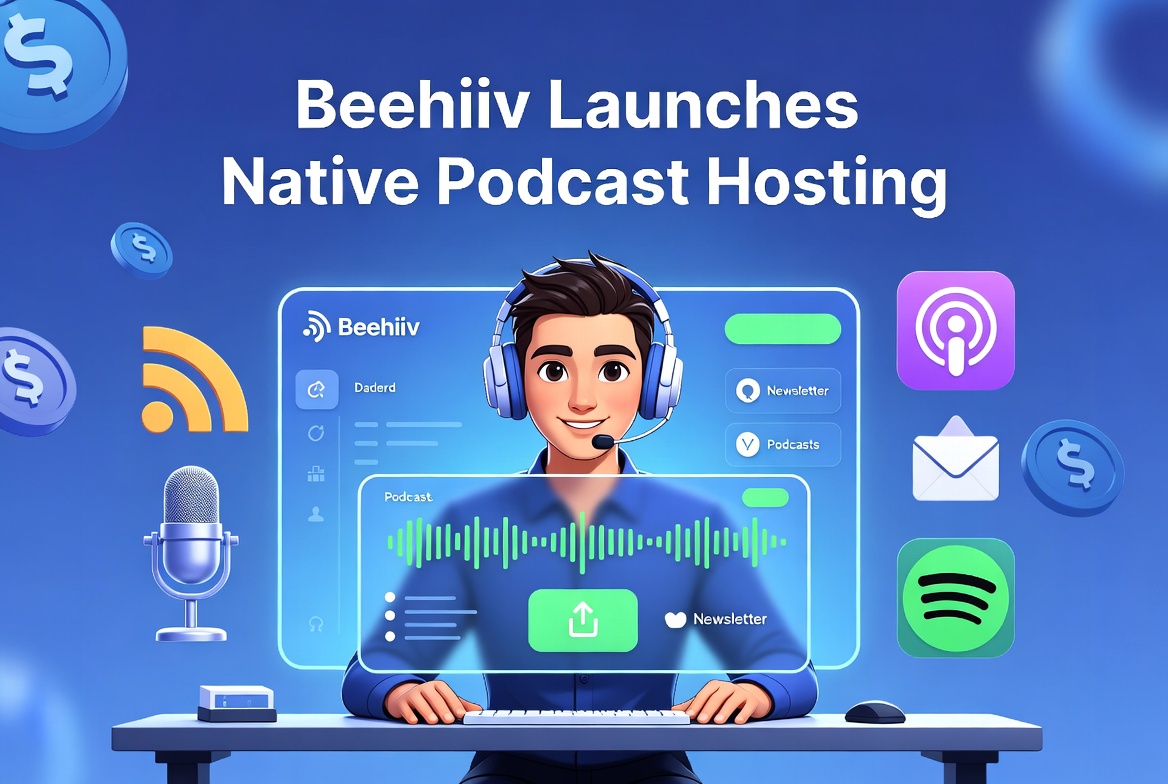 Beehiiv Launches Native Podcast Hosting: Creators Can Now Record, Publish, Distribute, and Monetize Audio All in One Platform