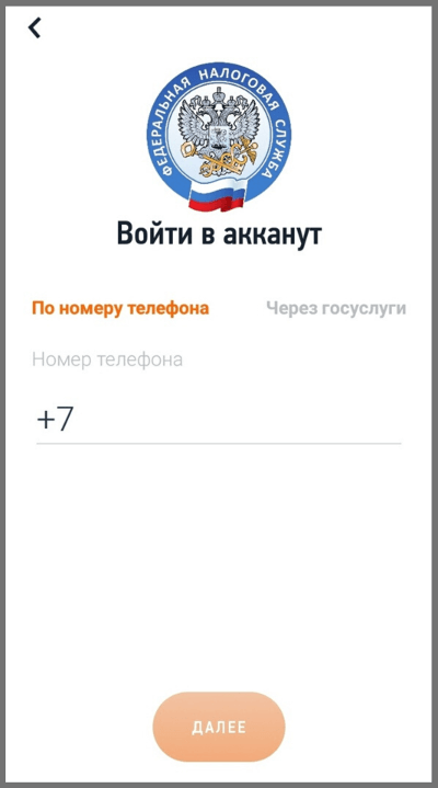 Авторизация в мобильном приложении «Мой налог»