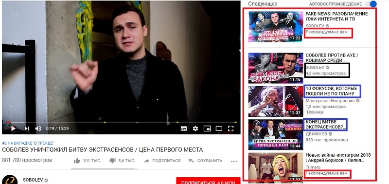 Что такое похожие и рекомендованные видео на YouTube